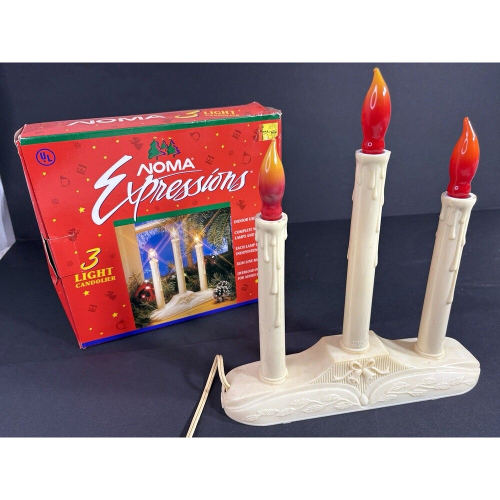 Vtg Noma Expressions 3 Light Candolier Christmas Dripping Candle Candelabra